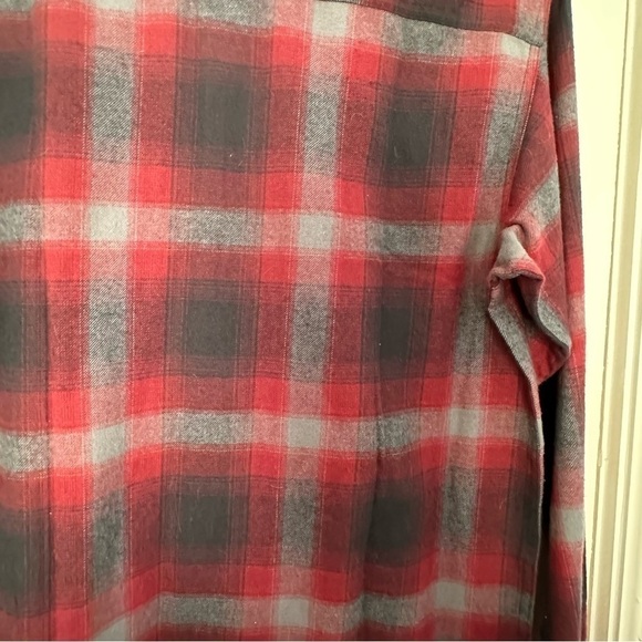 Hobbs Creek Shirt Ombre Cotton Plaid Flannel Button Down Red & Gray Size S - Picture 8 of 11